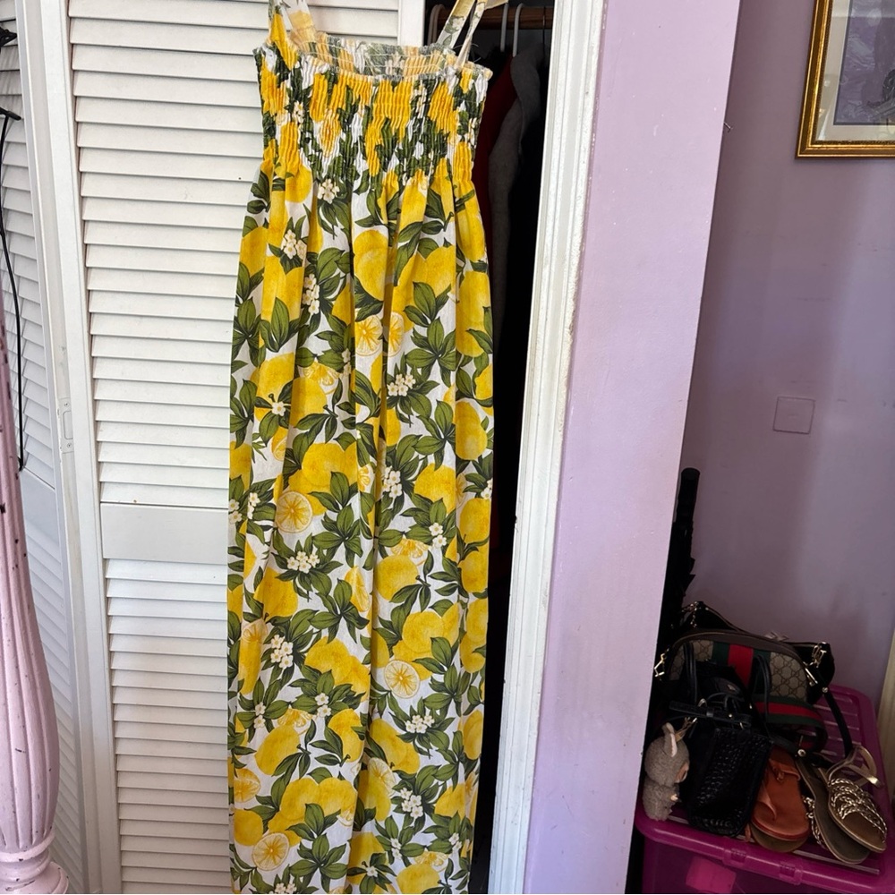 Yellow and Green Floral Maxi Dress